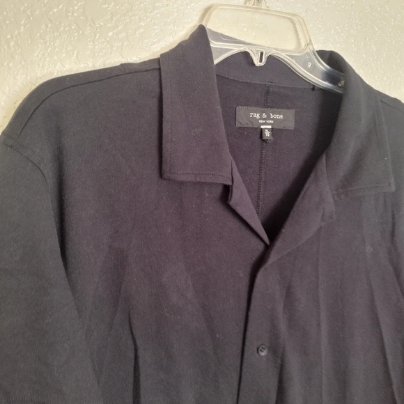 Rag & bone Avery Button-Up black Shirt short sleeve soft sz Xl - Picture 3 of 8